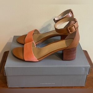 Women’s Vionic Size 11 Coral Rosie Pink Heels with Leather Ankle Straps New!
